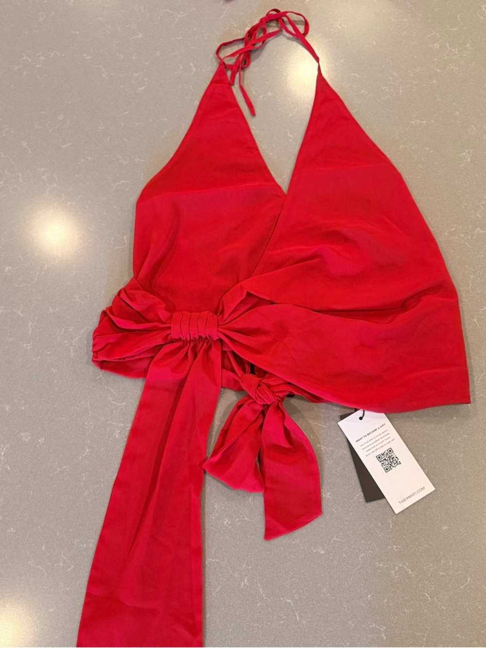 Tiger Mist Red Halter Tie-Front Camisole
